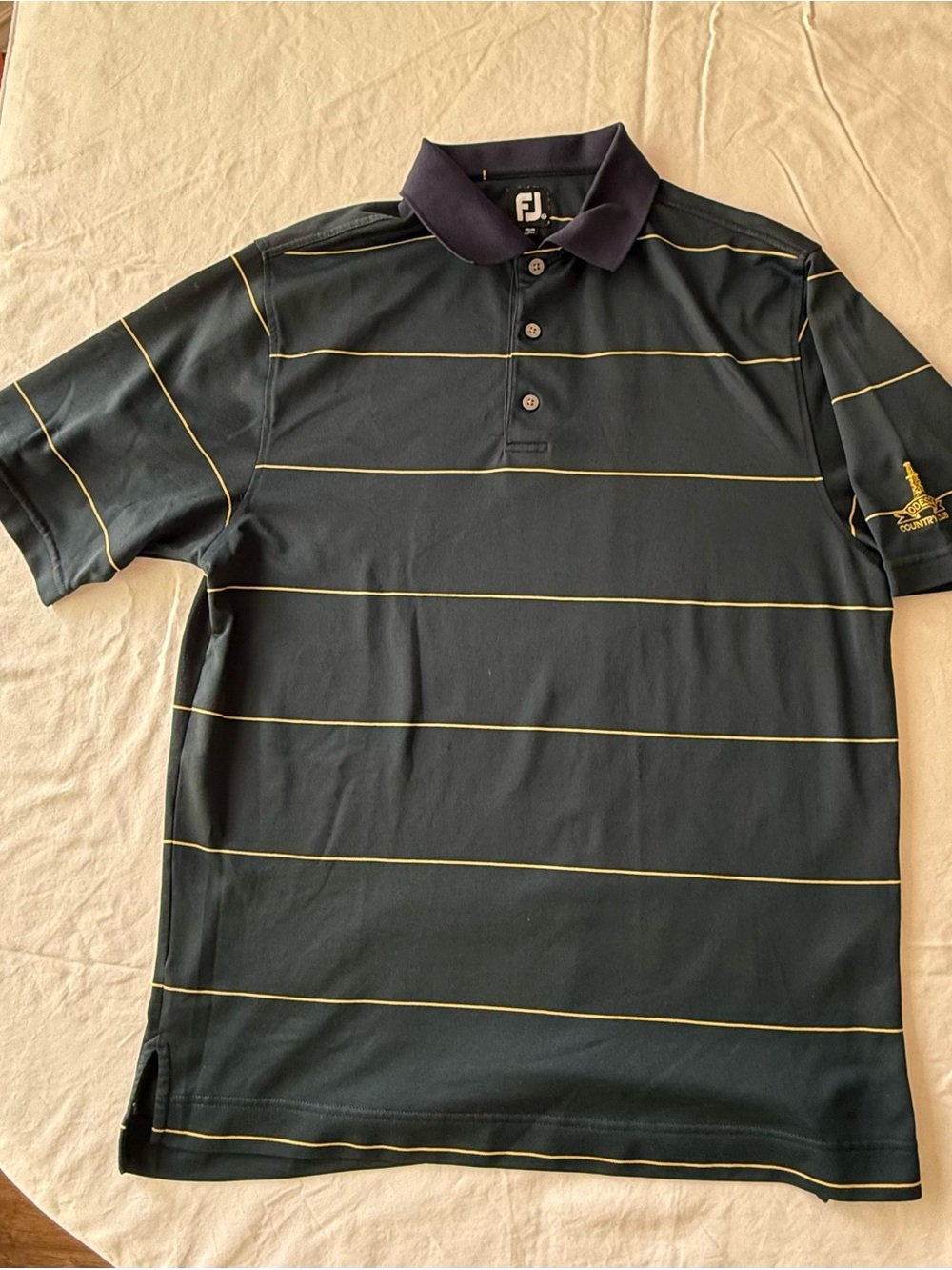 FootJoy FJ Odessa Country Club
Men's Golf Polo Navy Gold Striped
Embroidered